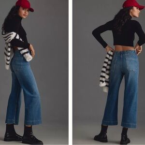 Maeve Colette Cropped High Rise Wide Leg Jeans.